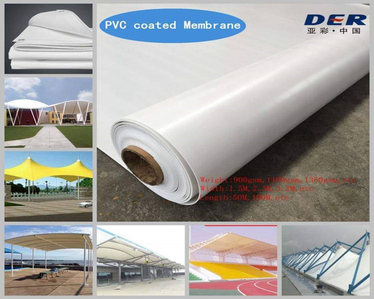 PVC tensile structure membrane, PVDF Lacquered Fabric, PVC Car Parking Shade Fabric
