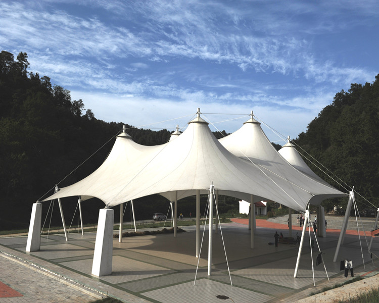 PVC tensile structure membrane, PVDF Lacquered Fabric, PVC Car Parking Shade Fabric